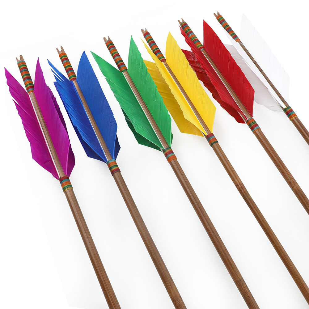 33" Bamboo Arrows Archery 4 Feather Flu-Flu 8mm Handmade Traditional Bow Hunting - Picture 42 of 42