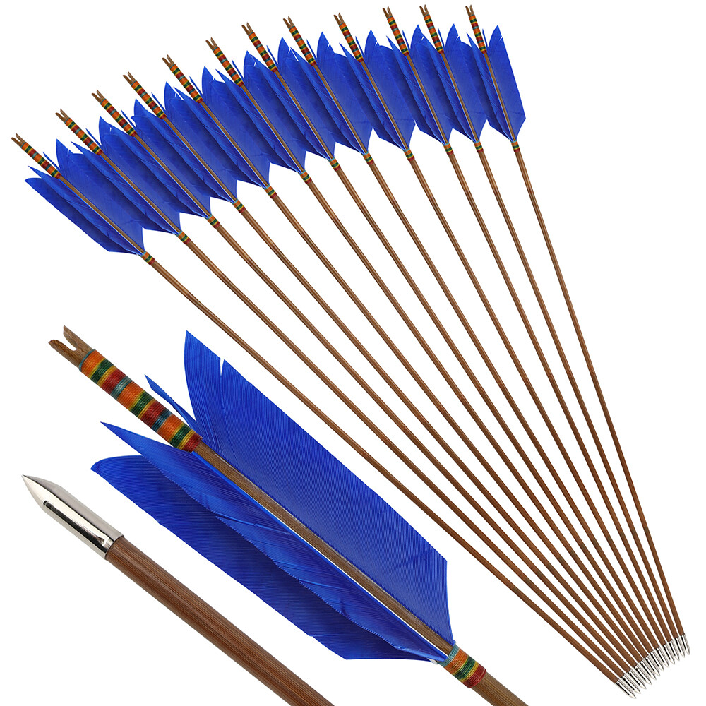 Archery Traditional Bamboo Arrows 4 Feather Flu-Flu Bow Hunting Arrows Target - Picture 20 of 42