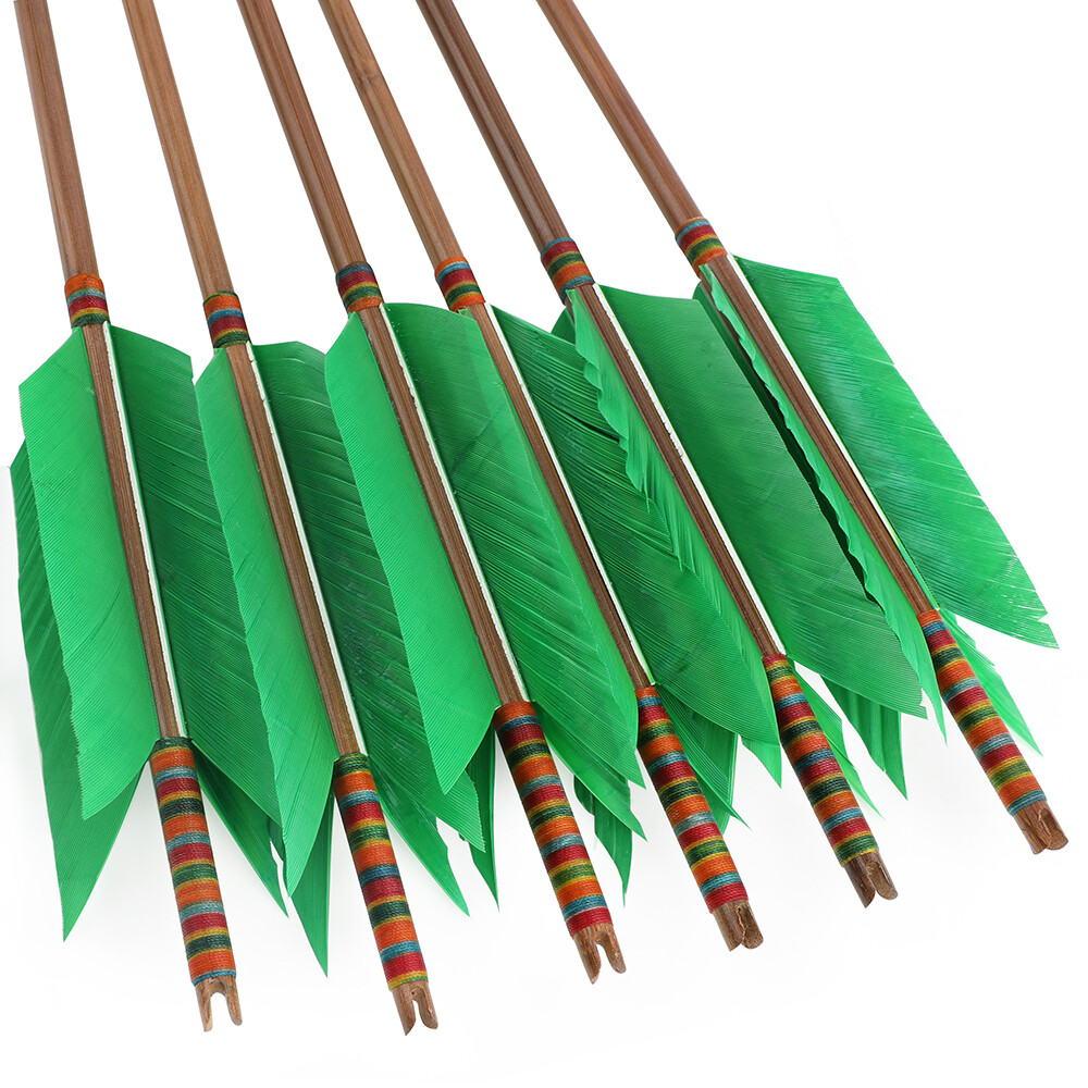 Archery Traditional Bamboo Arrows 4 Feather Flu-Flu Bow Hunting Arrows Target - Picture 26 of 42
