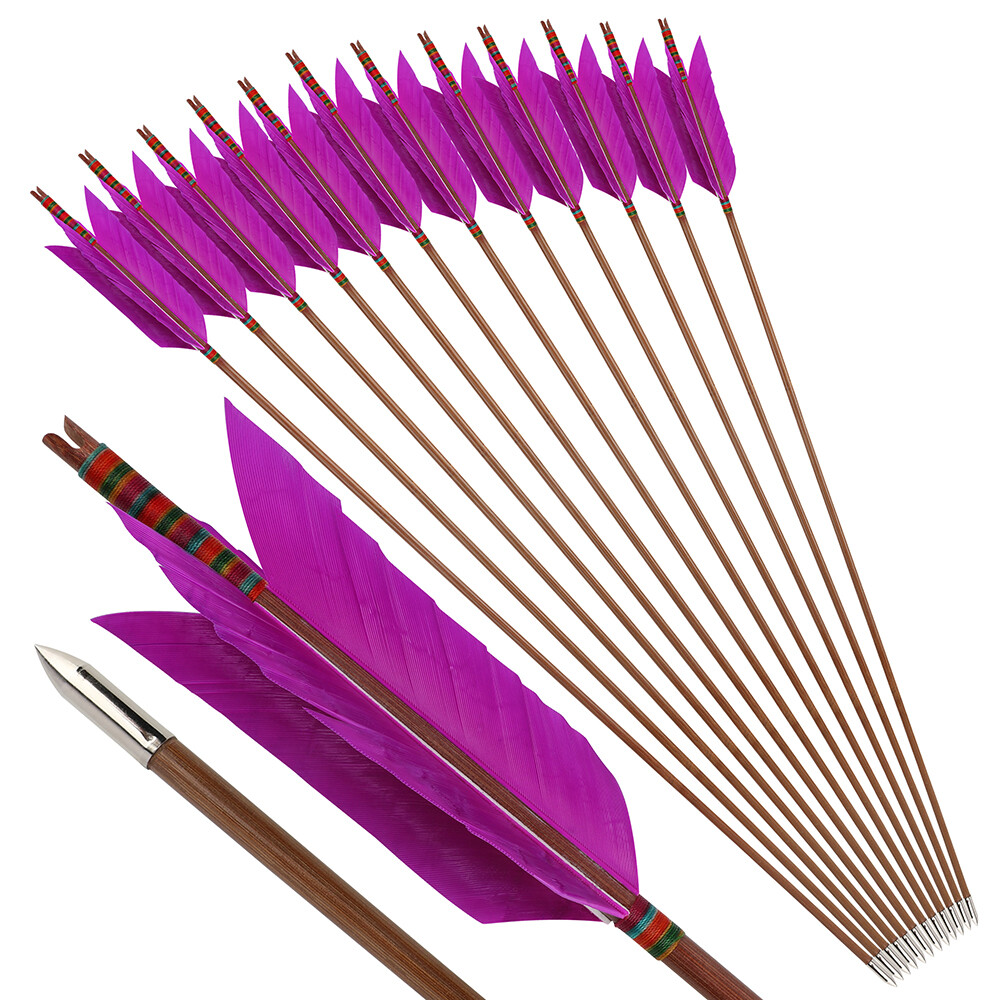 Archery Traditional Bamboo Arrows 4 Feather Flu-Flu Bow Hunting Arrows Target - Picture 28 of 42