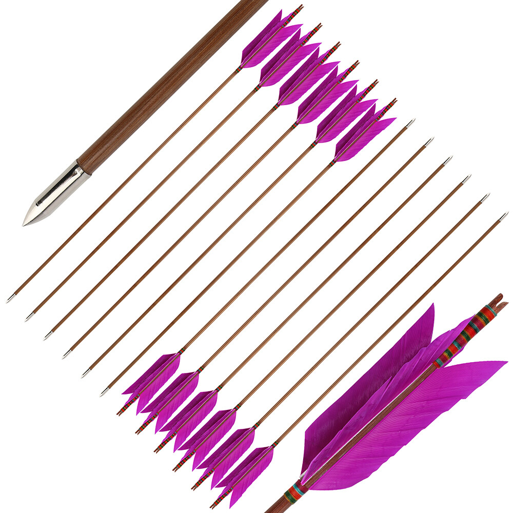 Archery Traditional Bamboo Arrows 4 Feather Flu-Flu Bow Hunting Arrows Target - Picture 29 of 42