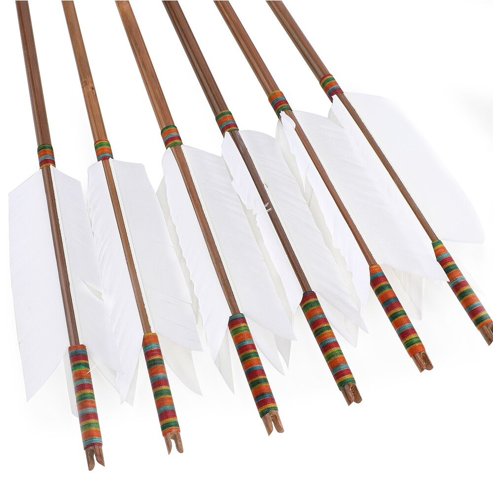 Archery Traditional Bamboo Arrows 4 Feather Flu-Flu Bow Hunting Arrows Target - Picture 34 of 42