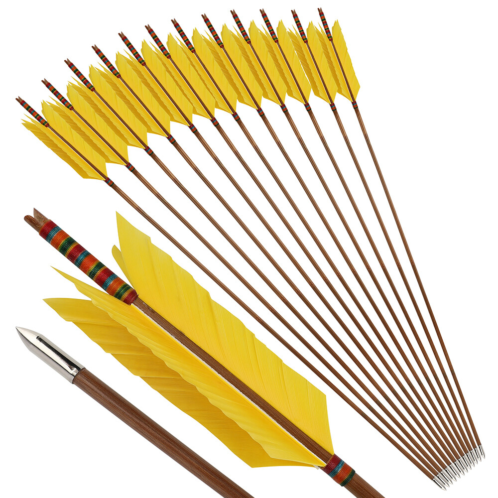 Archery Traditional Bamboo Arrows 4 Feather Flu-Flu Bow Hunting Arrows Target - Picture 36 of 42
