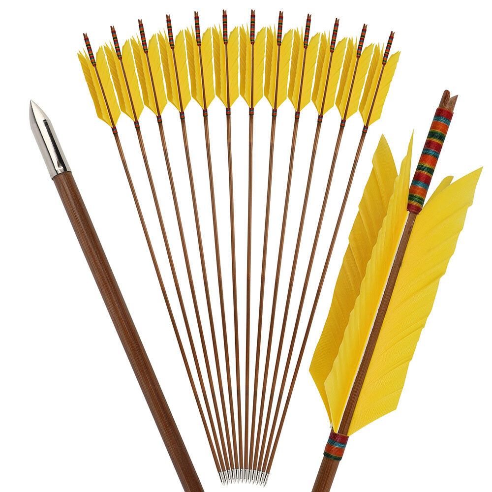 Archery Traditional Bamboo Arrows 4 Feather Flu-Flu Bow Hunting Arrows Target - Picture 39 of 42