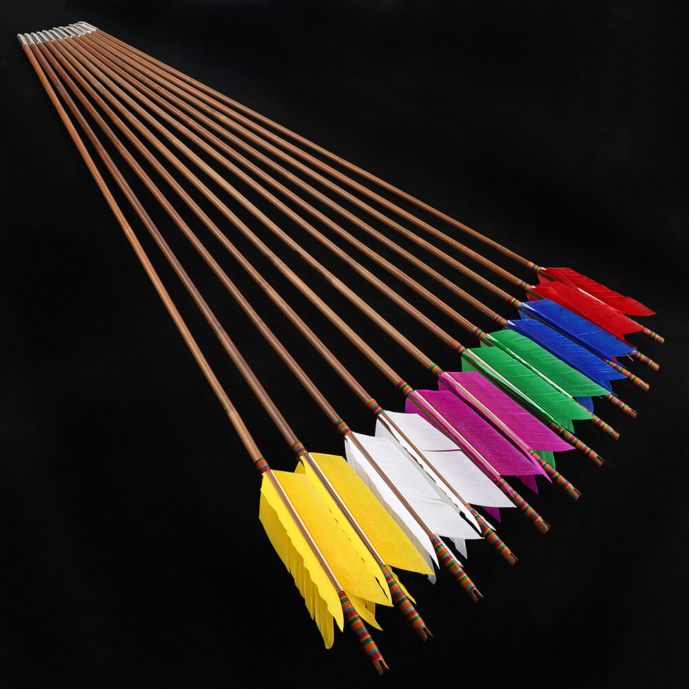 Archery Traditional Bamboo Arrows 4 Feather Flu-Flu Bow Hunting Arrows Target - Picture 40 of 42