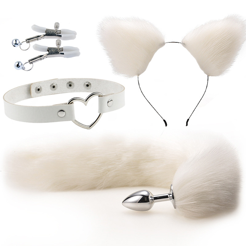Ear Hairpin Vestibular Anal Plug Female SM Metal Flirting Fox Tail A Set of 4