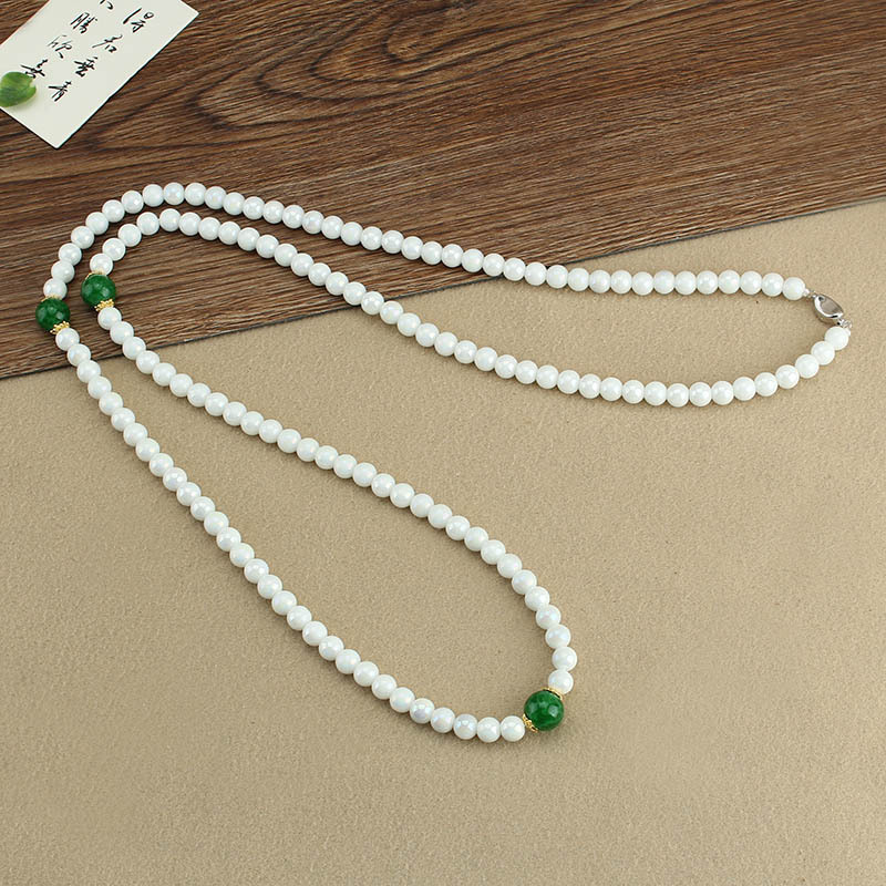 8mm Retro Chinese Pearl Bead Crossbody Necklace Women's Multi Loop Bracelet - Picture 7 of 8