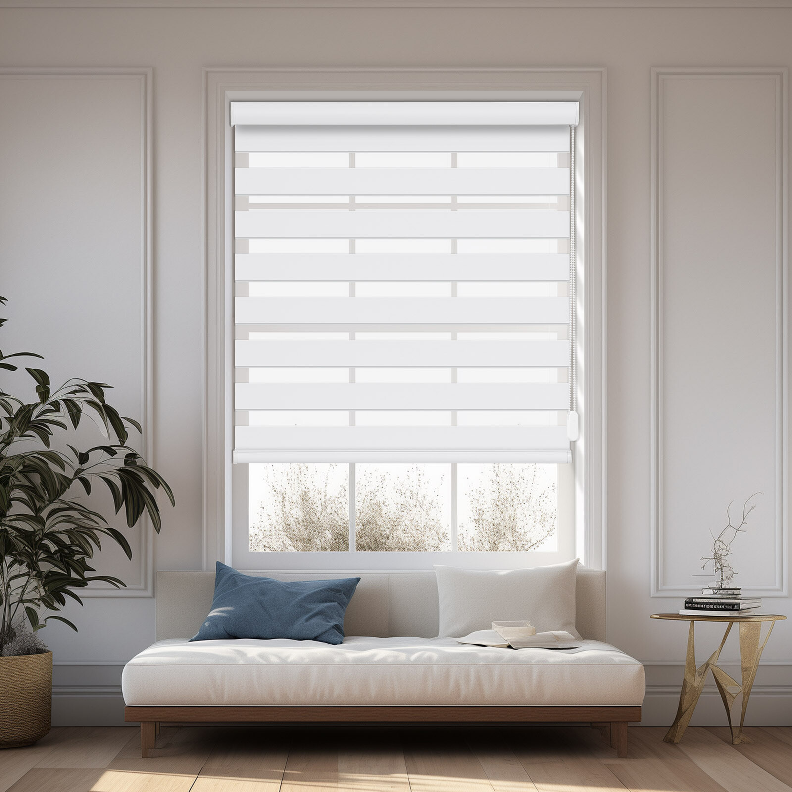 Changshade Dual Layer Zebra Roller Shades Window Treatment Corded Window Blinds
