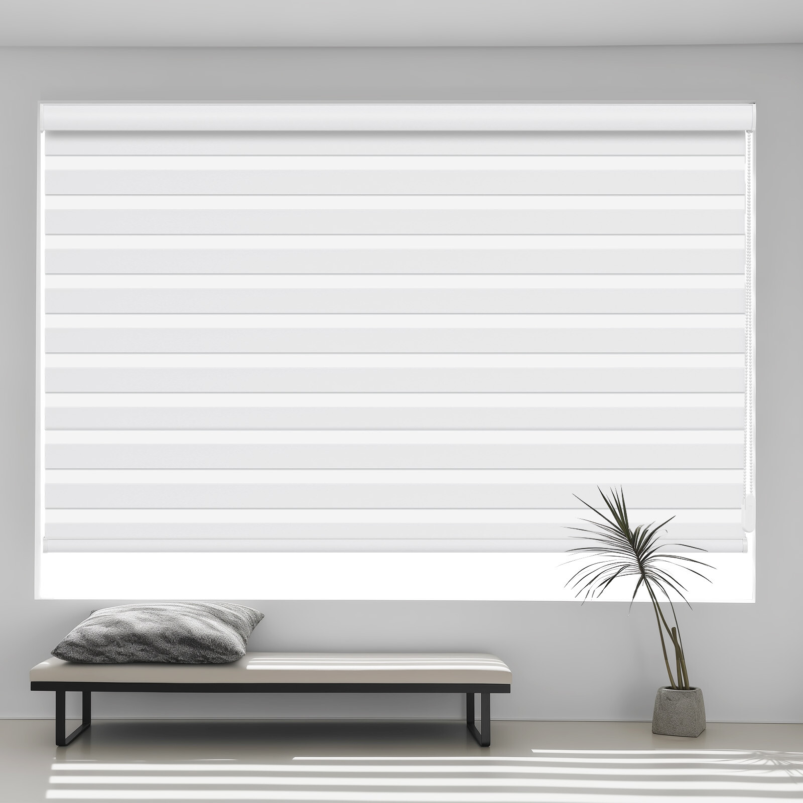 Changshade Dual Layer Zebra Roller Shades Window Treatment Corded Window Blinds