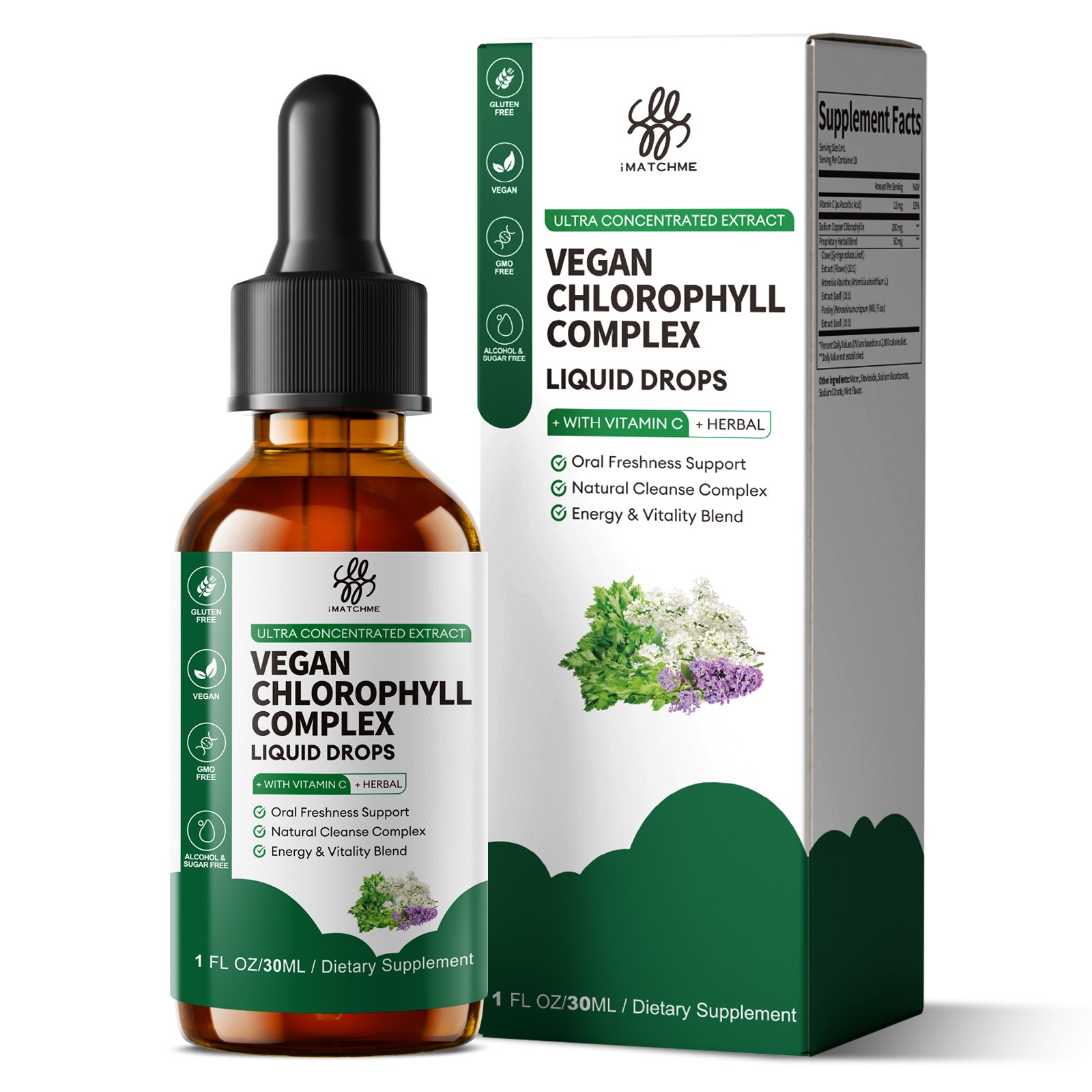 Liquid Chlorophyll Drops – Cleanse & Support Your Immune System1/2/3 oz