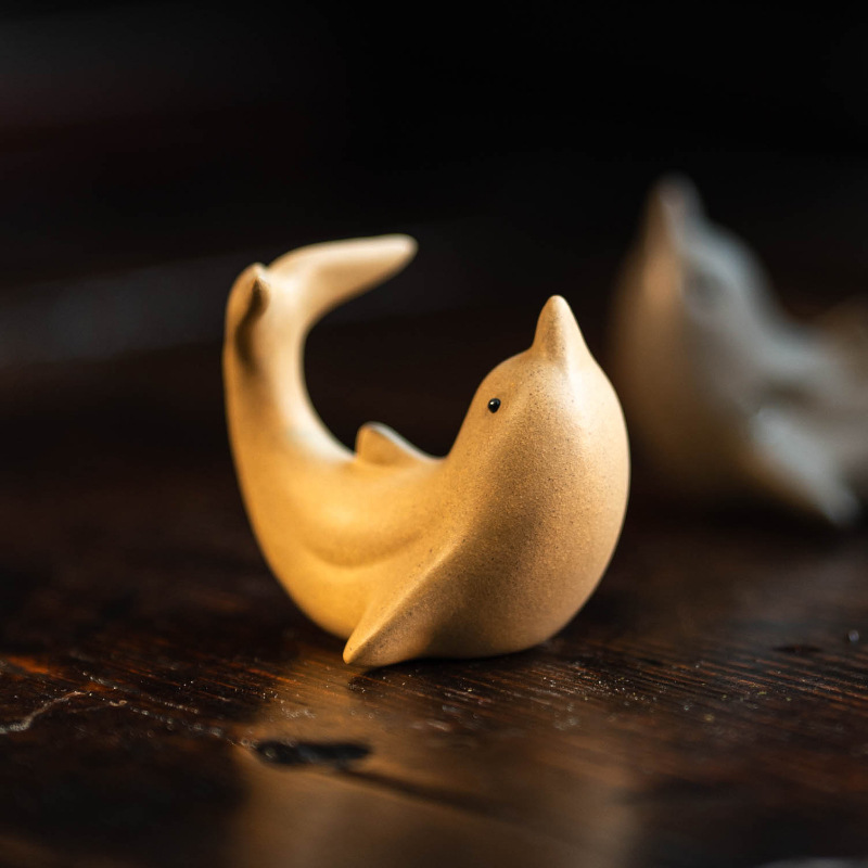 China Yixing Zisha Pottery Purple Clay Cute Animal Ceramic Whale Tea Pet Statue - Picture 8 of 8