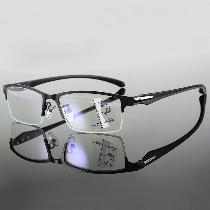 Titanium Photochromic Progressive Reading Glasses Presbyopia Anti Blue Reader