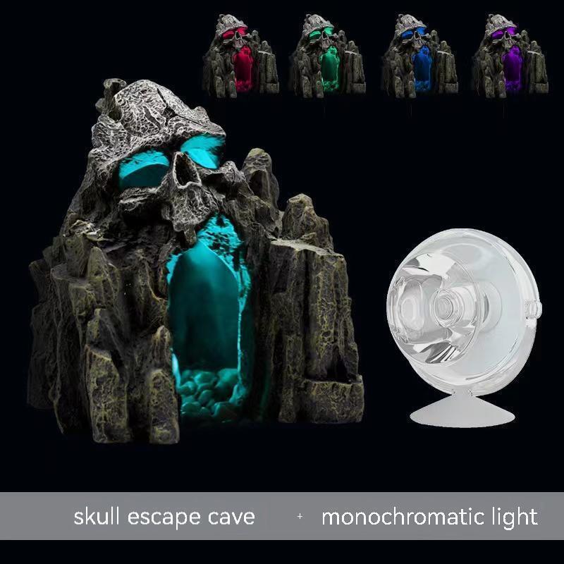 Decorazione acquario grotta teschio resina artificiale roccia pesci vasca - Foto 15 di 16