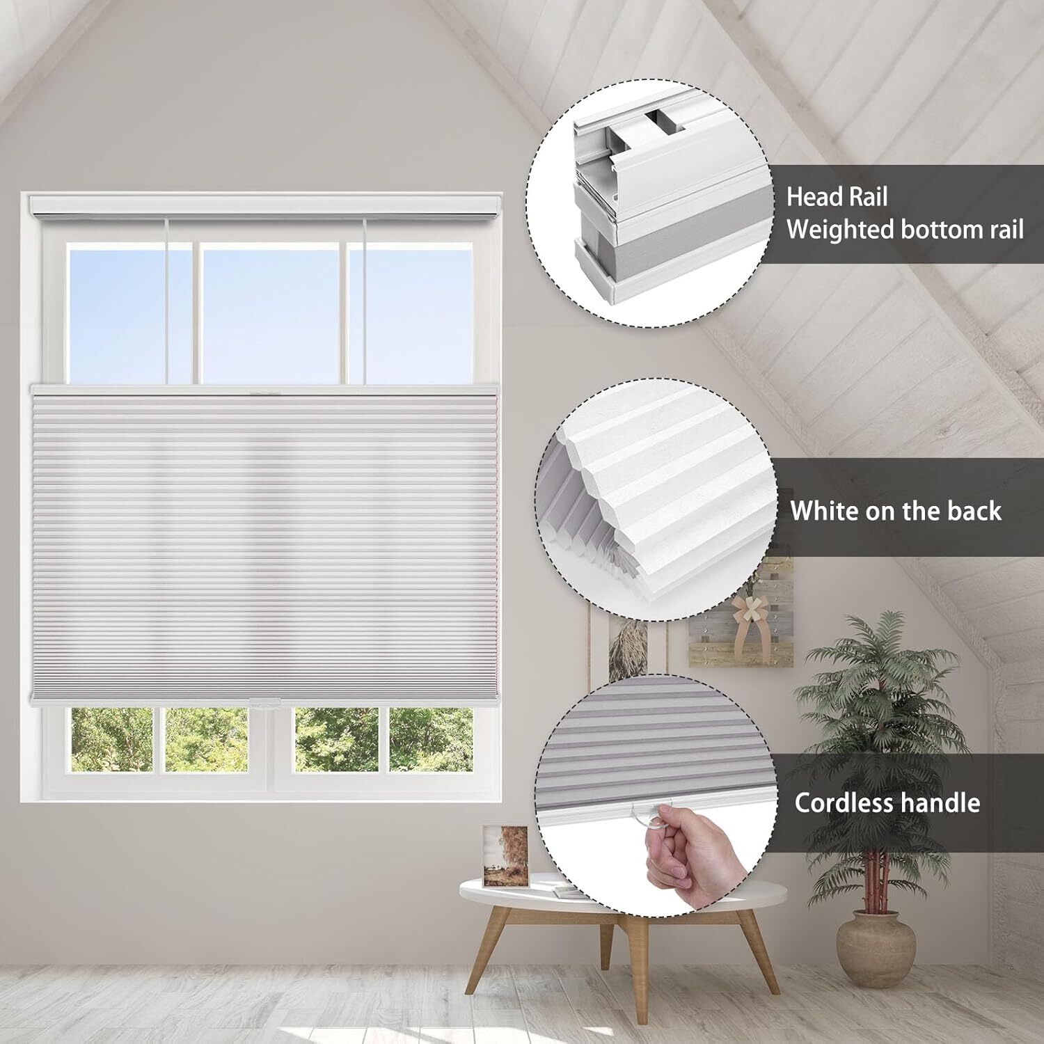 Changshade CUSTOM Blackout Cordless Top-Down Bottom Up Cellular Blinds Honeycom