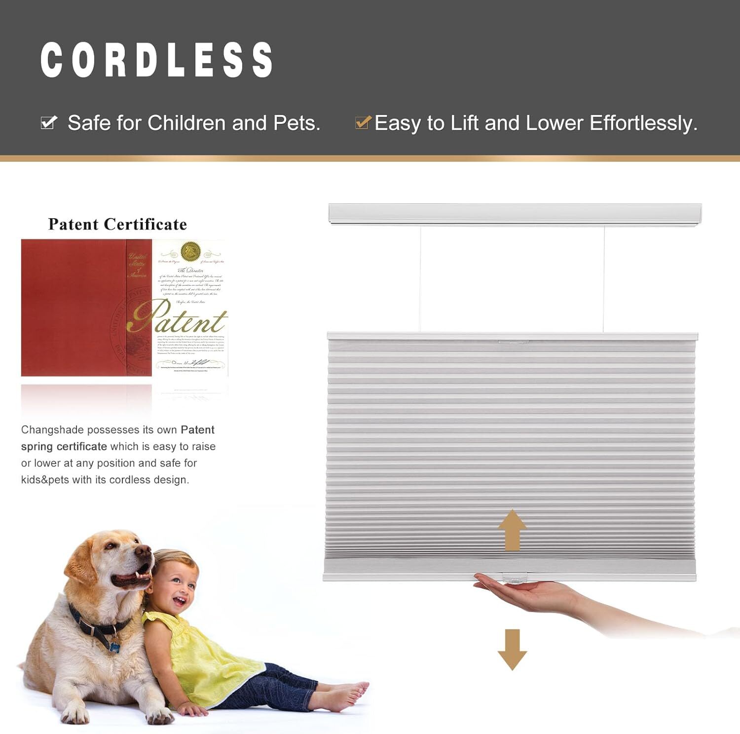 Changshade CUSTOM Blackout Cordless Top-Down Bottom Up Cellular Blinds Honeycom