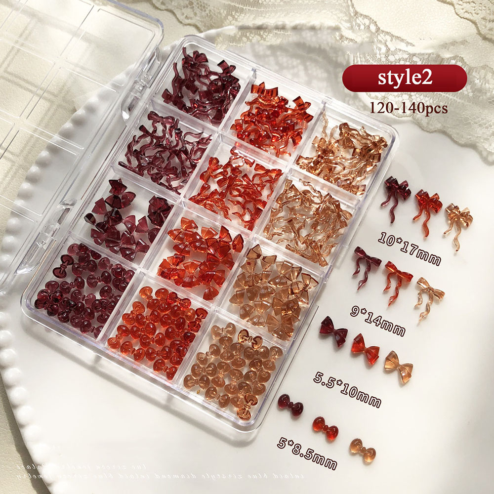 Resin Butterfly Bow Nail Accessories Set Compatible with UV Gel