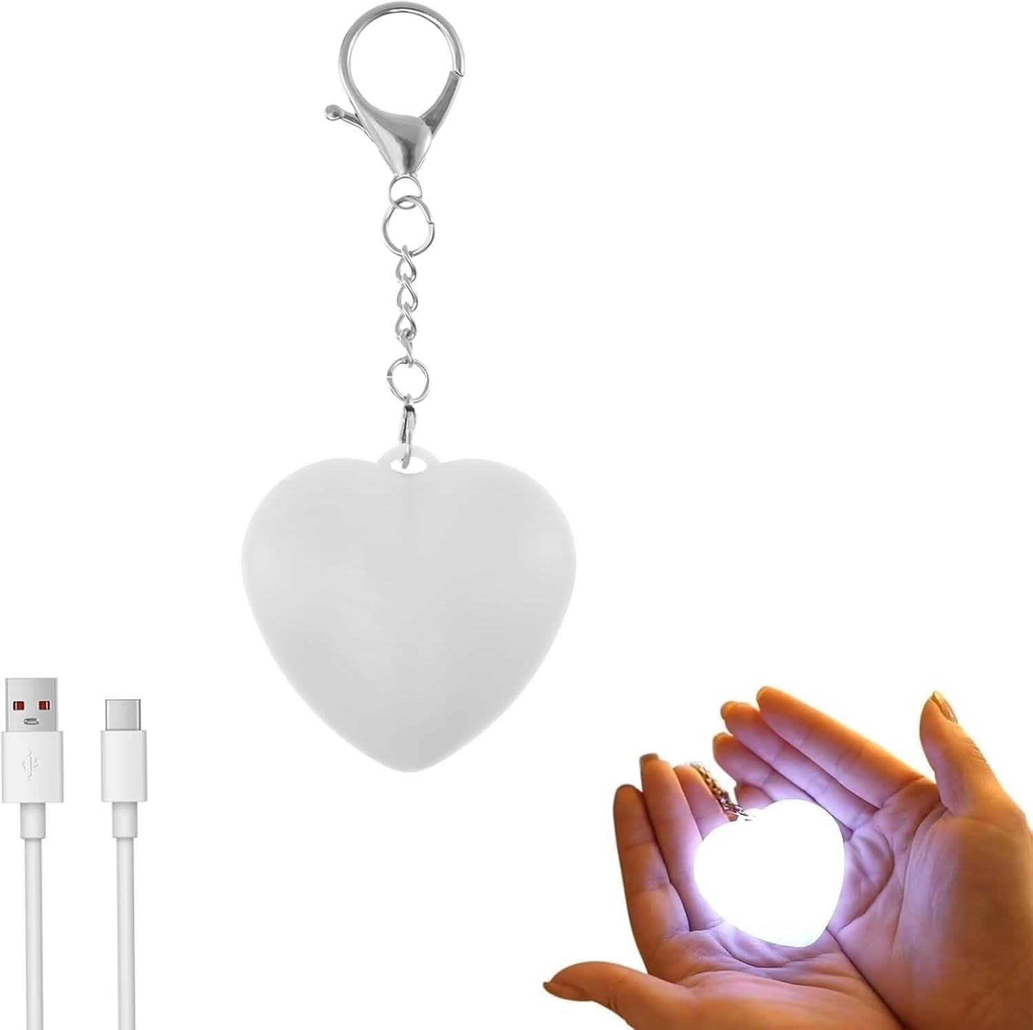1/3/5Pcs Tote Bag Touch Sensing Light - Mini Heart USB Rechargeable LED Bag Lamp