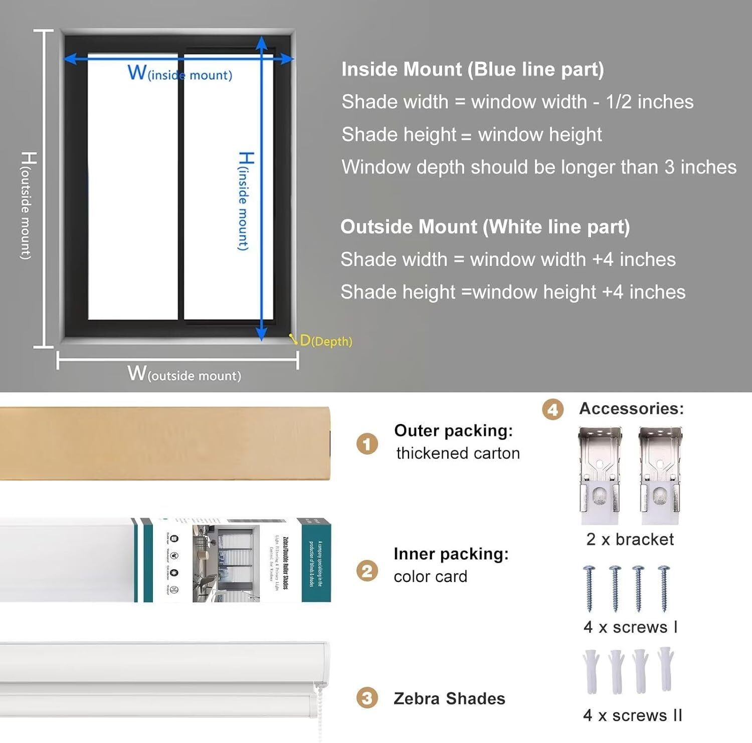 CUSTOM CUT Zebra Dual Roller Blind Window Shade Horizontal Blind Easy to Install