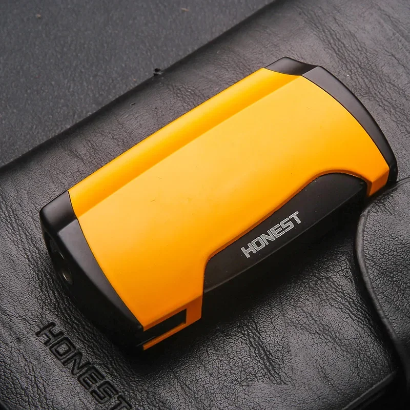 Inflatable Windproof Lighter Dual Fire Jet Metal Lighter with Cigar Hole Smoking