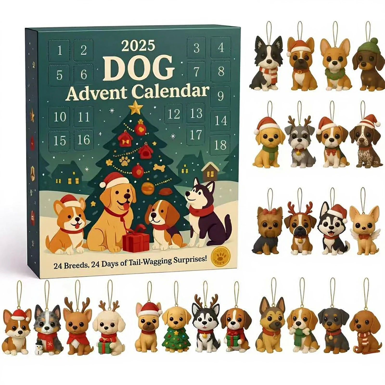 Dog 24 Days Christmas Countdown Calendar Christmas Advent Ca