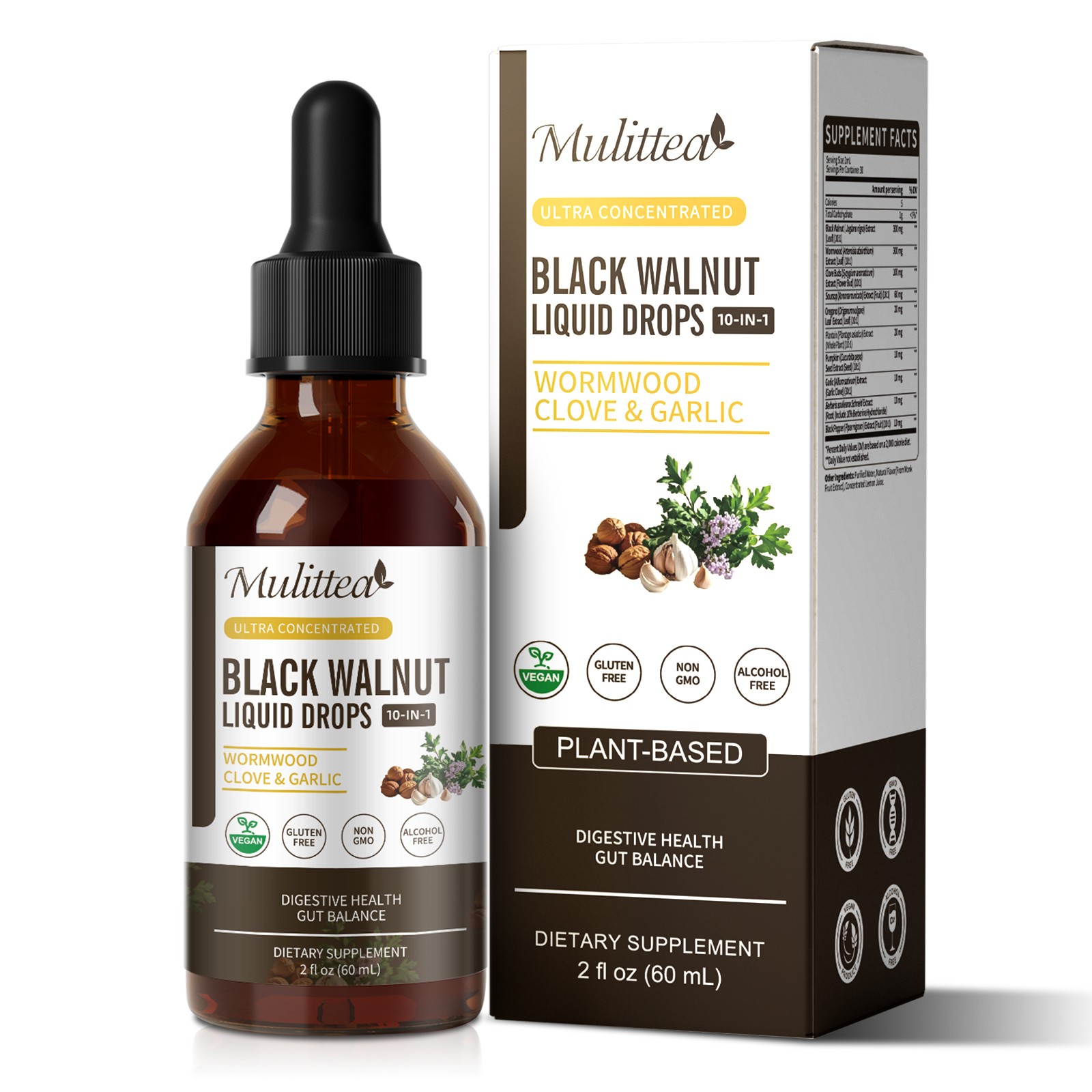 PARASITE CLEANSE Wormwood, Black Walnut, Cloves Extract Drop Candida Gut Health