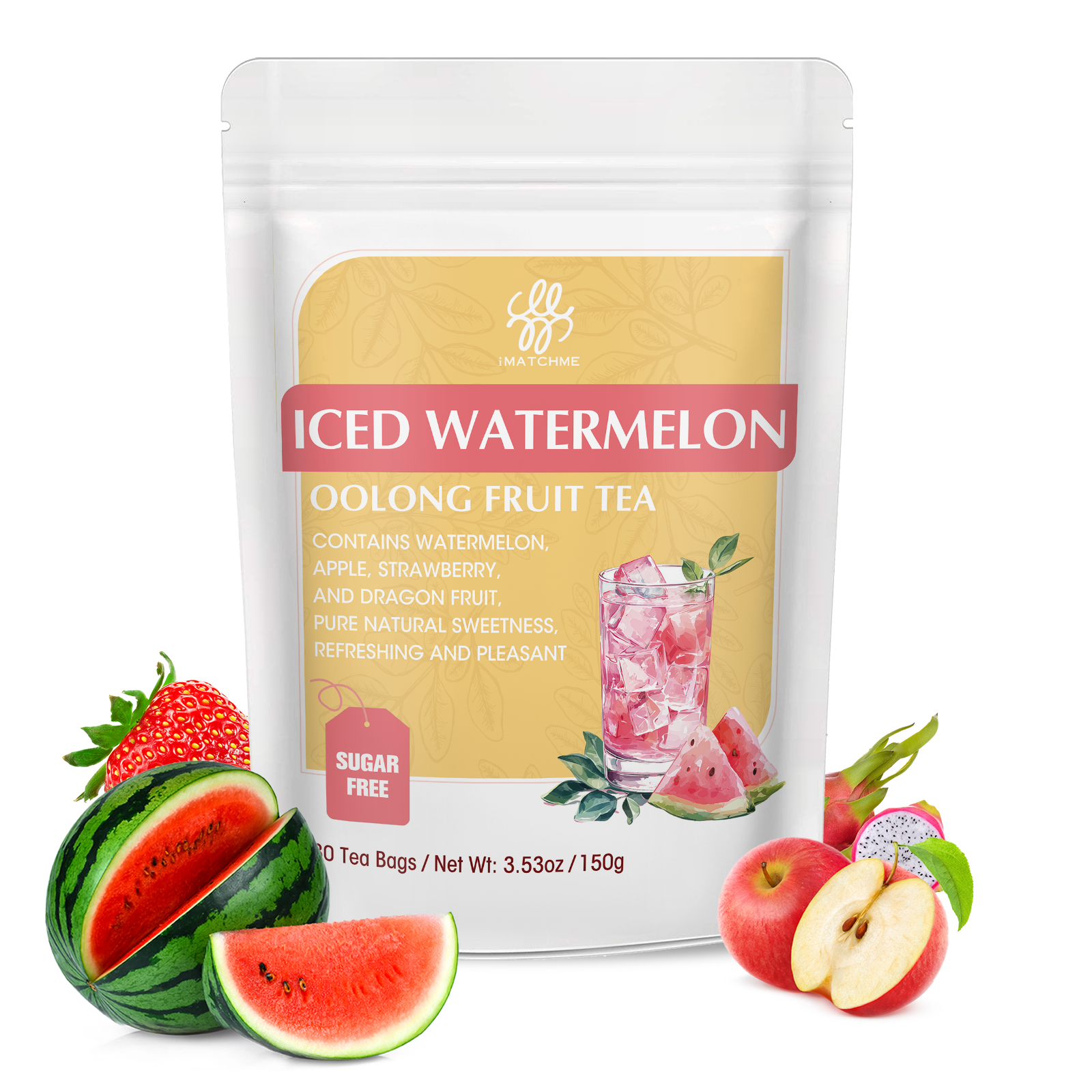 1/2/4pack Oolong Tea with Strawberry, Watermelon, apple – Natural Energy Support