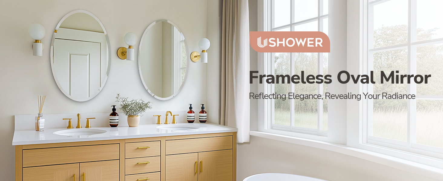 frameless oval bathroom mirror
