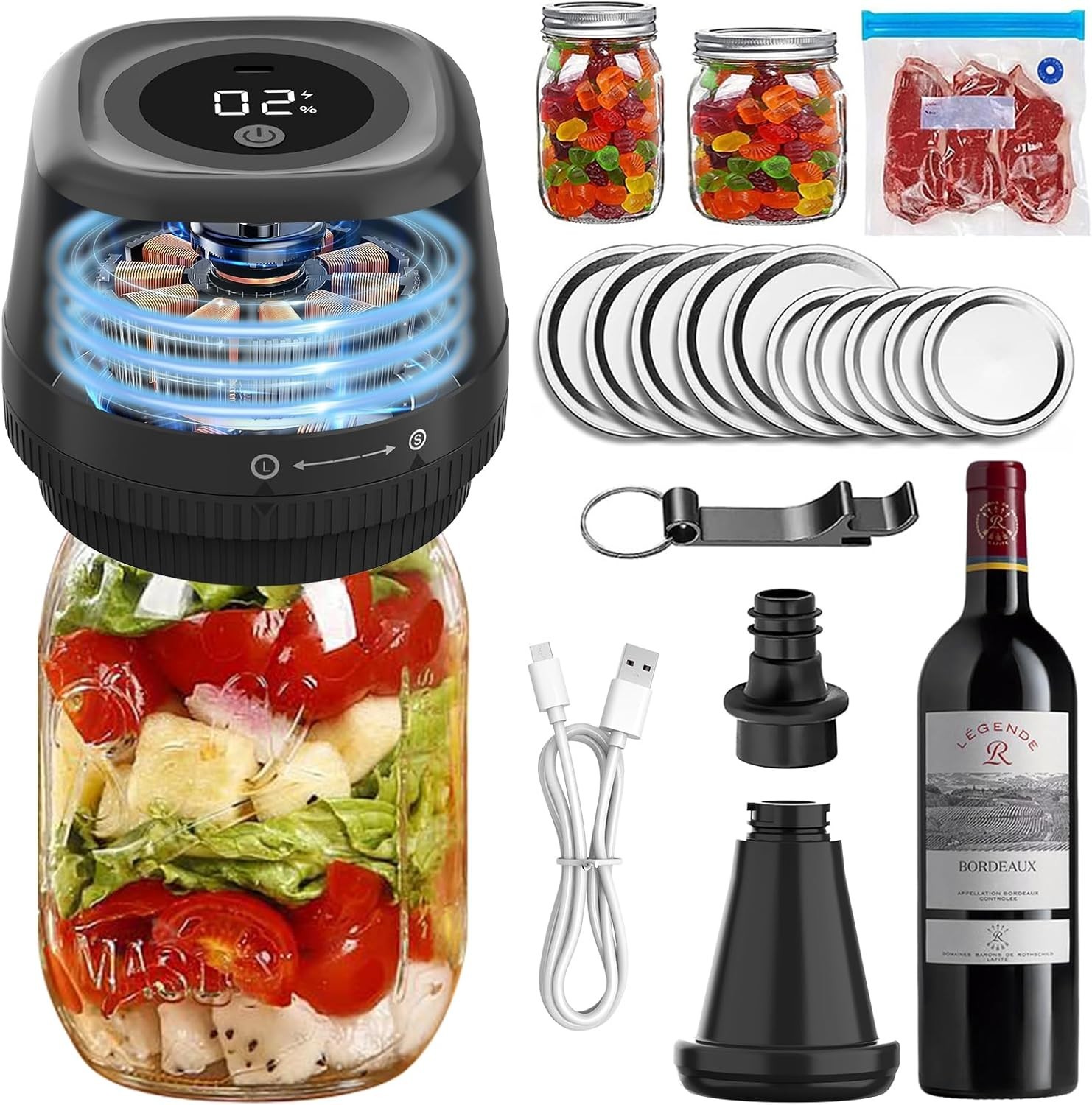 Mason Jar Vacuum Sealer - Multi-Function Electric Mason Jar Vacuum Sealer Kit US