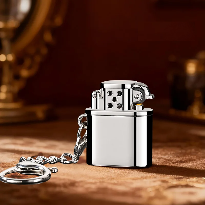 Portable Mini Metal Kerosene Lighter Creative Keychain Grinding Wheel Gifts