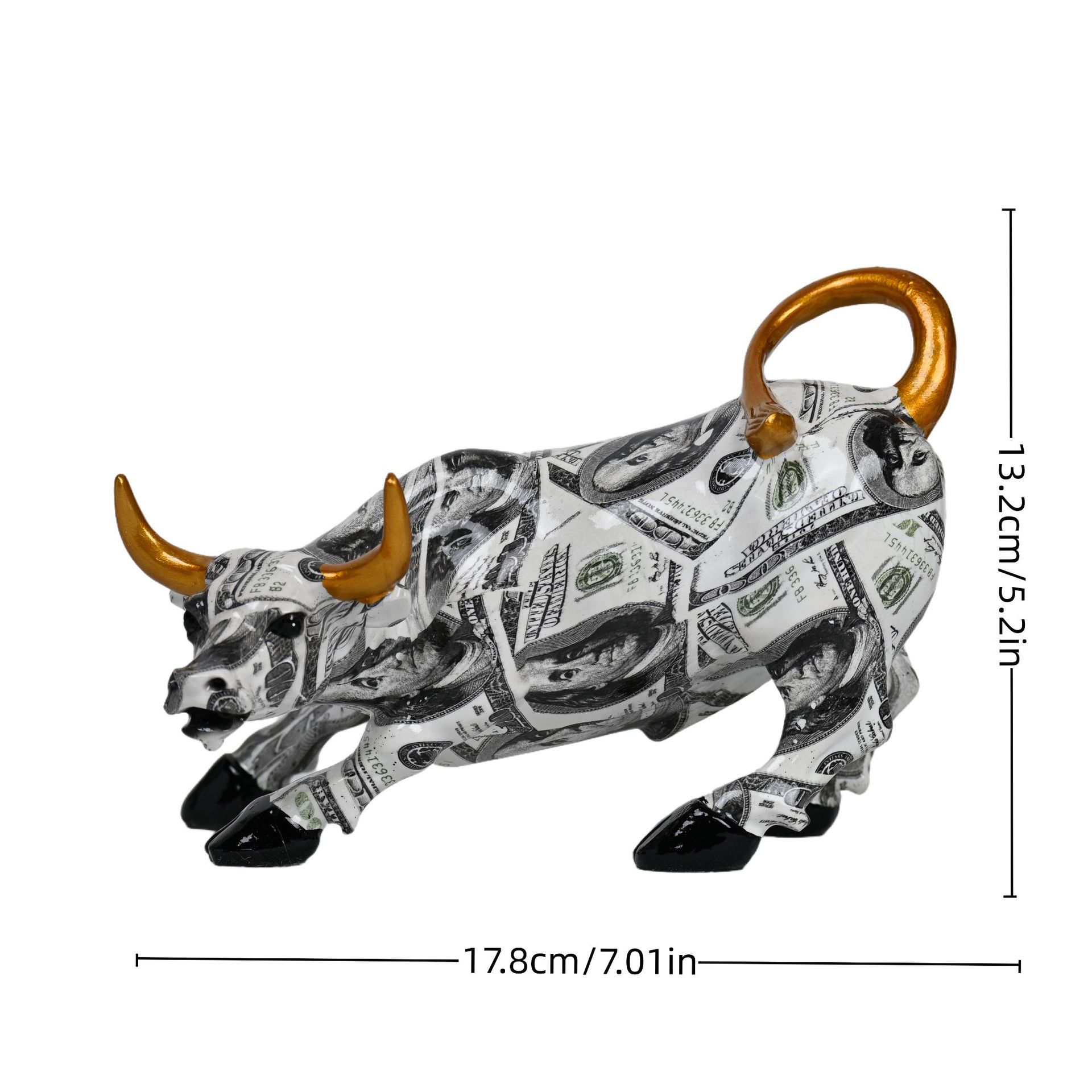 Wall Street Desk Ornament Dollar Bull Statue Sculpture Decor Office Decoration