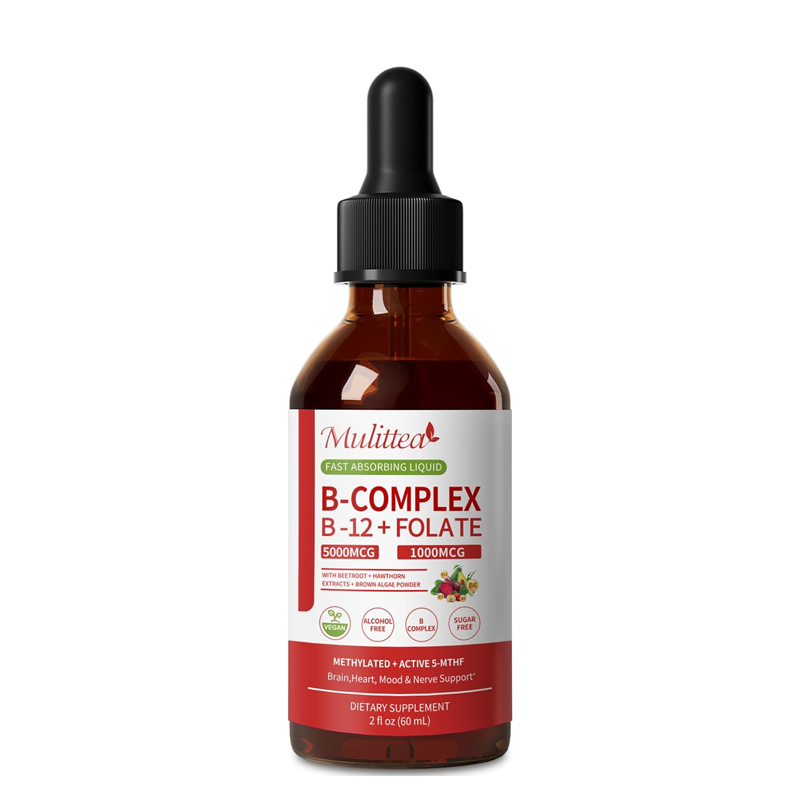 Methylated B12 + Folate Drop Super B-Complex for Energy Brain & Heart Health