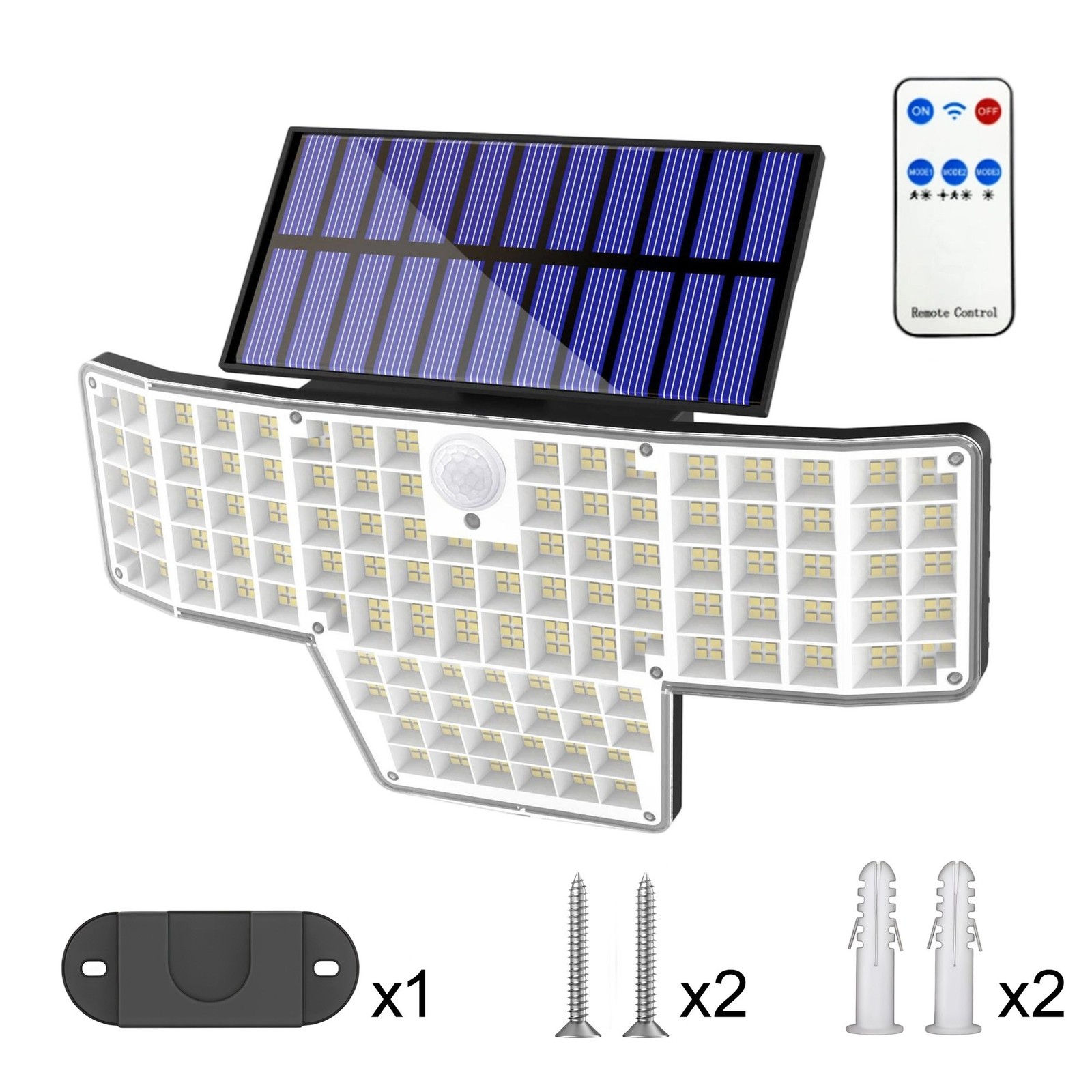 300/448LED Solar Motion Sensor Wall Light Remote Waterproof IP44 Outdoor Garden