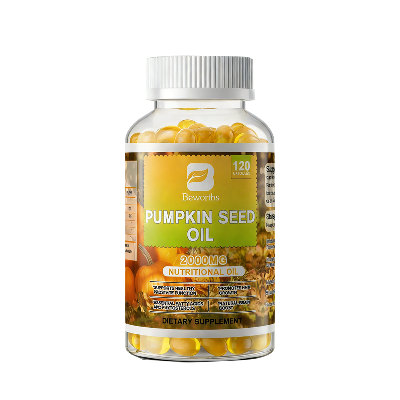 Pumpkin Seed Oil Extract Capsules 2000mg Plant-Based for Prostate Hair Growth