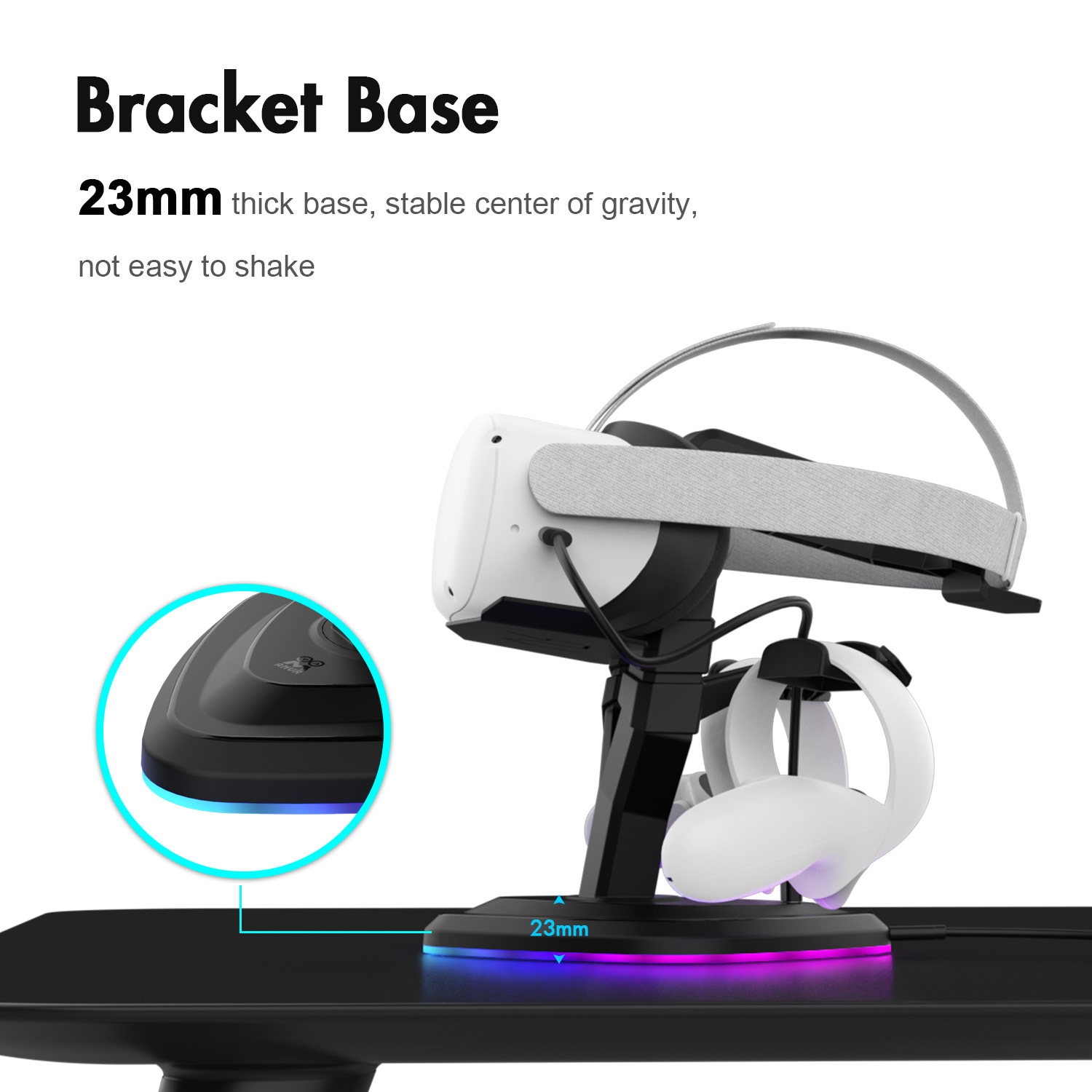 VR Charging Stand for Quest 2/Pico 4 with Ambient LED Light