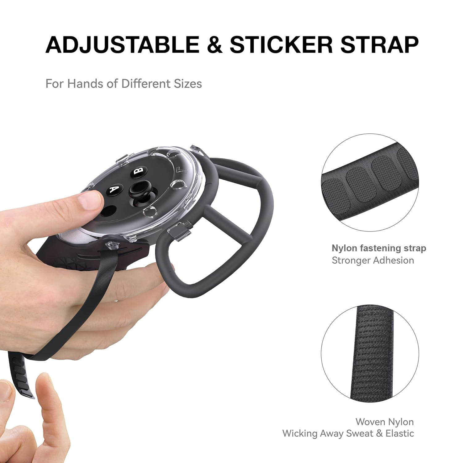 VR Controller Grips for Meta Quest 3, TPU Protector with Adjustable Straps