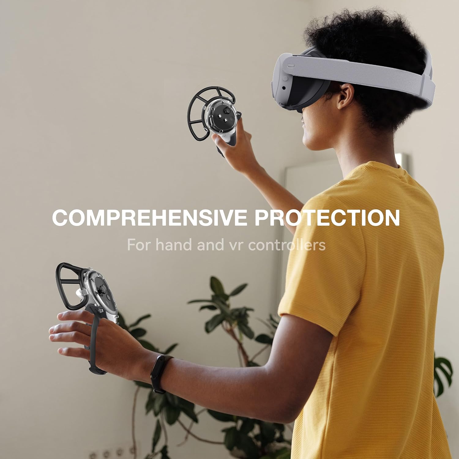 VR Controller Grips for Meta Quest 3, TPU Protector with Adjustable Straps