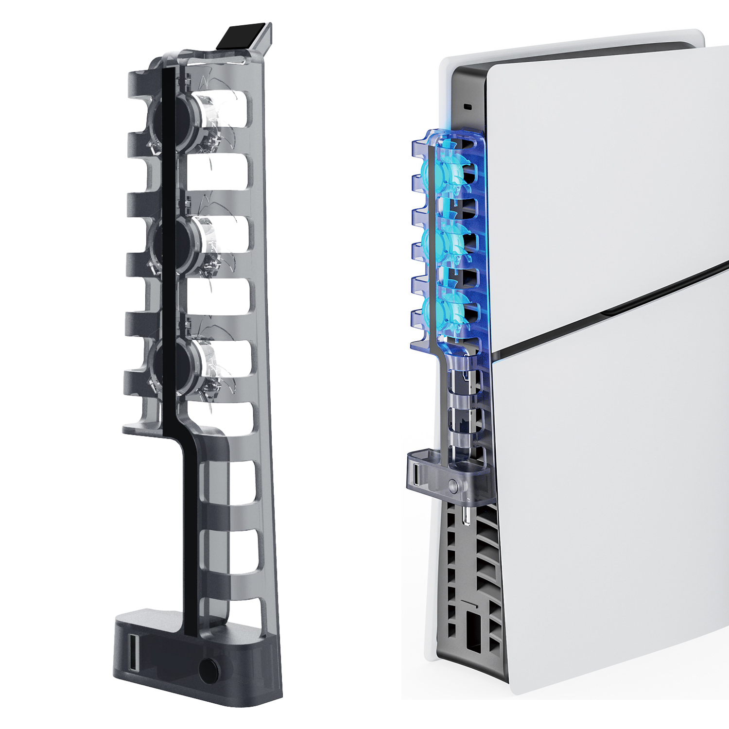 Cooling Fan for PS5 Slim Disc & Digital Console with USB Hub