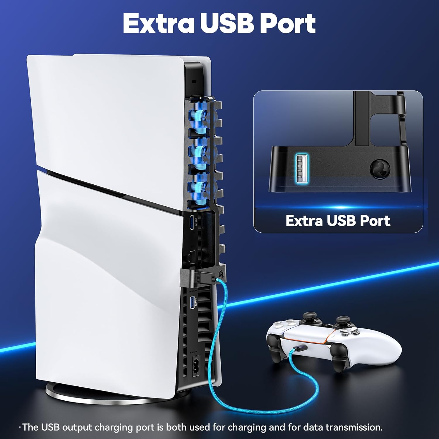 Cooling Fan for PS5 Slim Disc & Digital Console with USB Hub