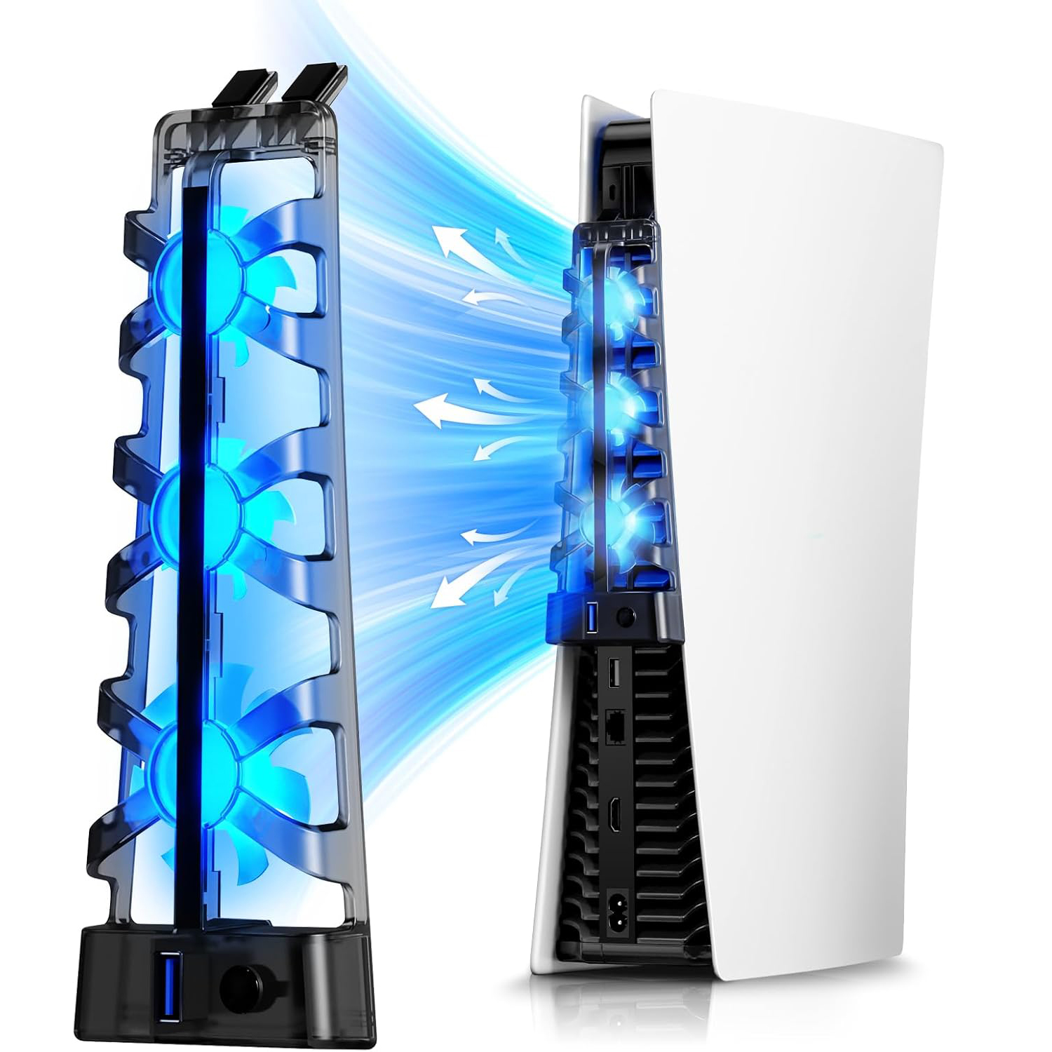 Cooling Fan with LED Light for PS5 Disc & Digital Editions Console