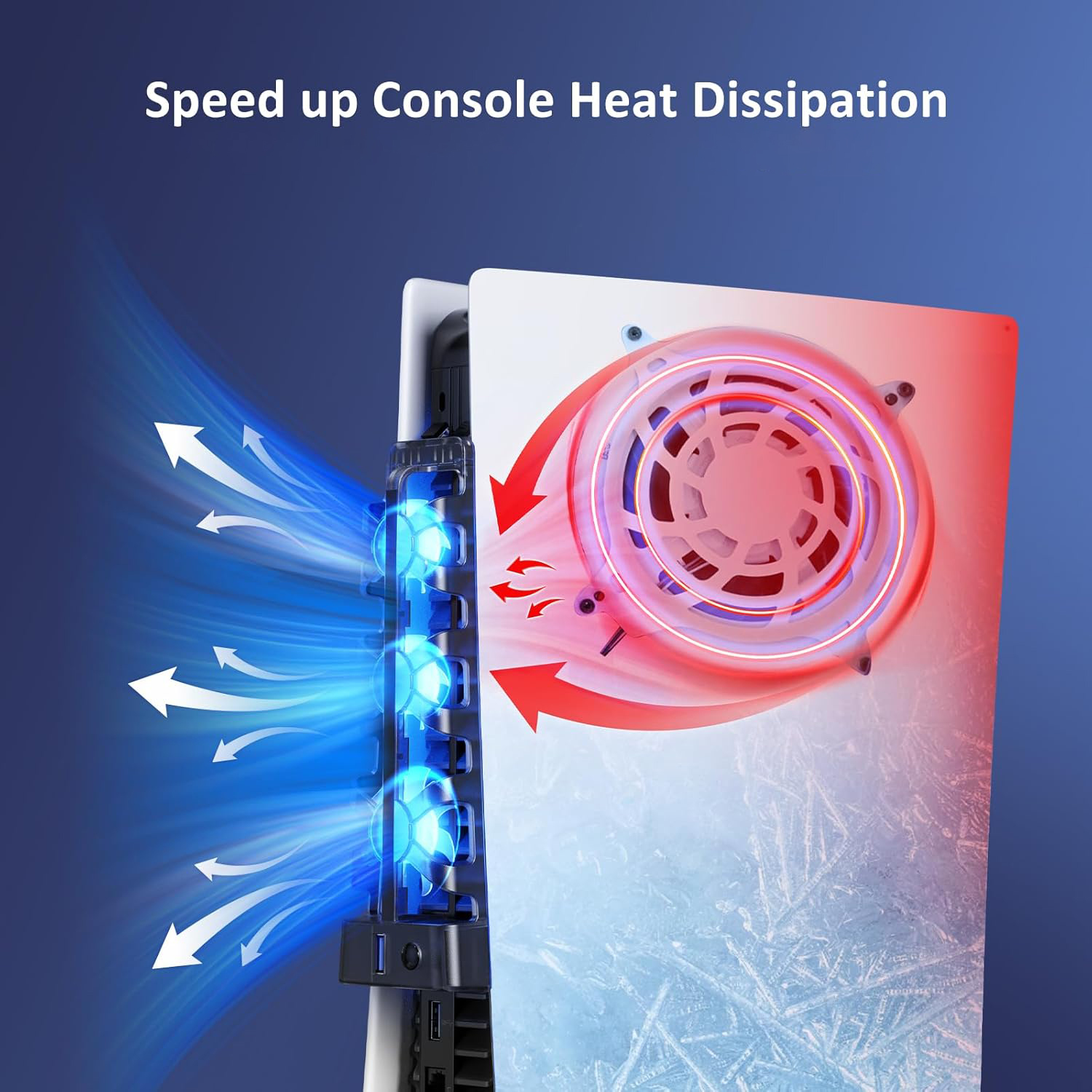 Cooling Fan with LED Light for PS5 Disc & Digital Editions Console
