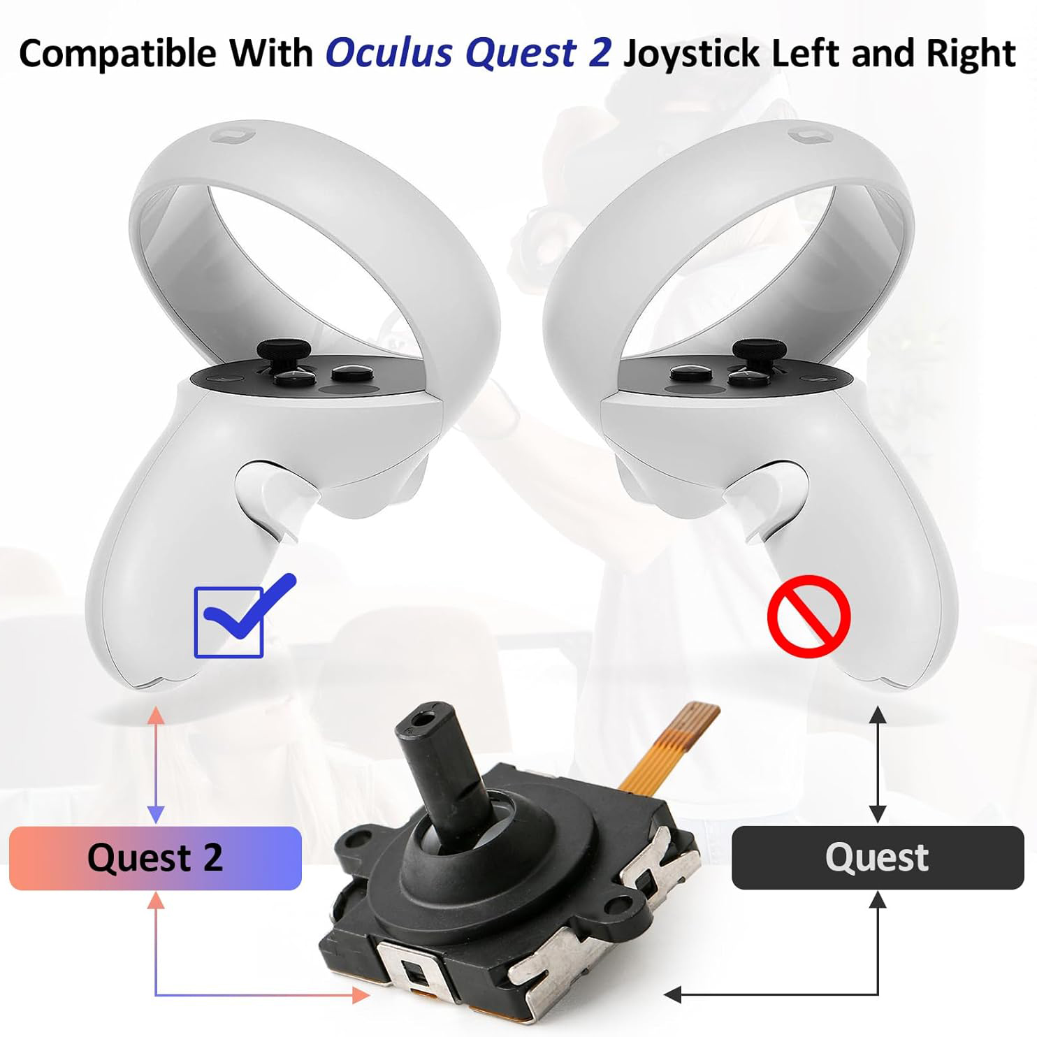 Joystick Replacement Kit for Quest 2 Controller Thumbstick Caps Drift Repair