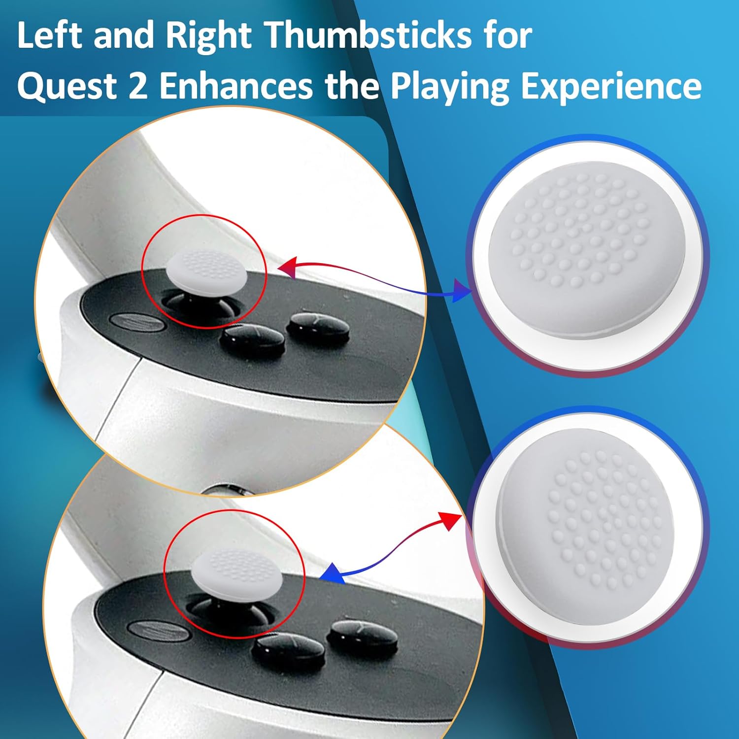 Joystick Replacement Kit for Quest 2 Controller Thumbstick Caps Drift Repair