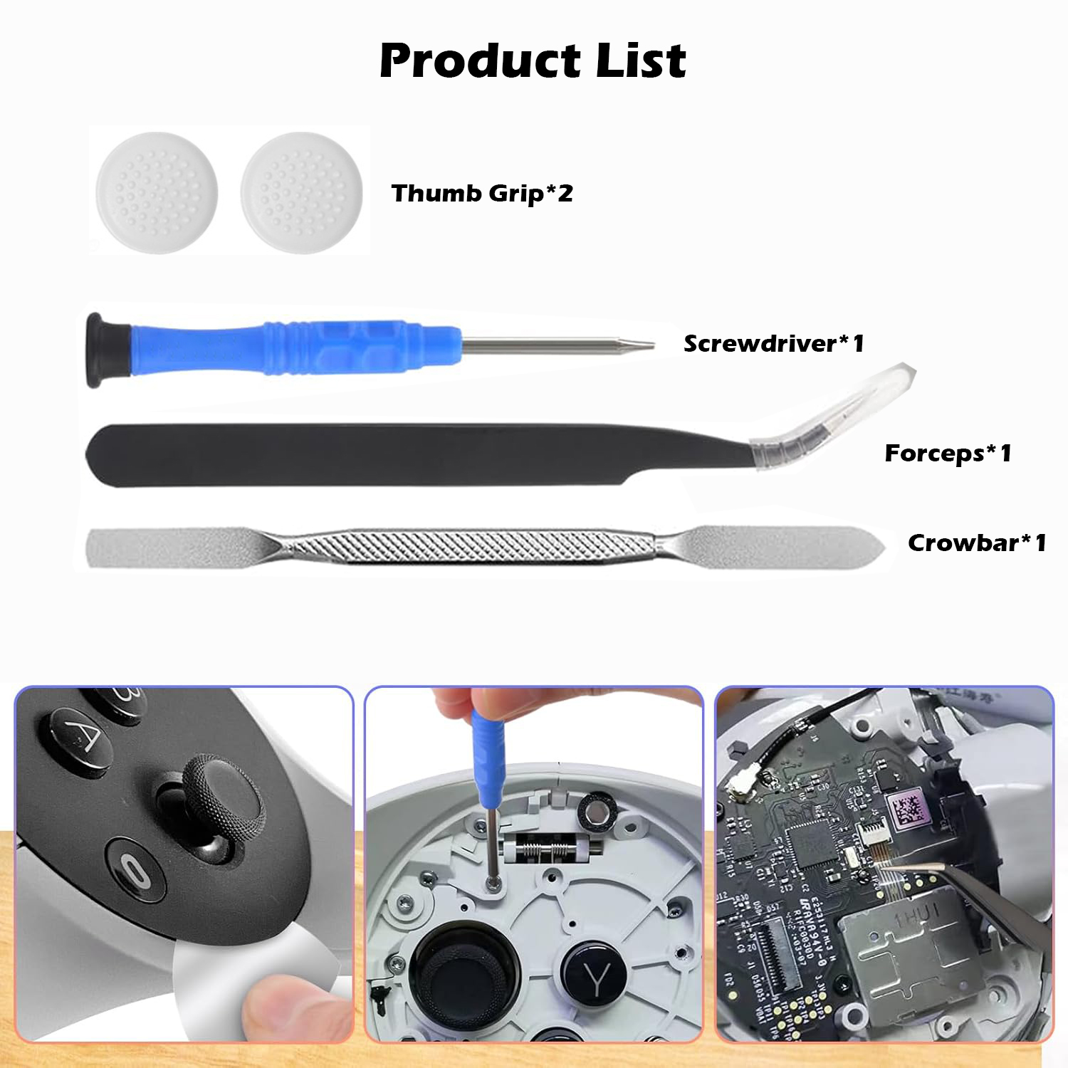Joystick Replacement Kit for Quest 2 Controller Thumbstick Caps Drift Repair