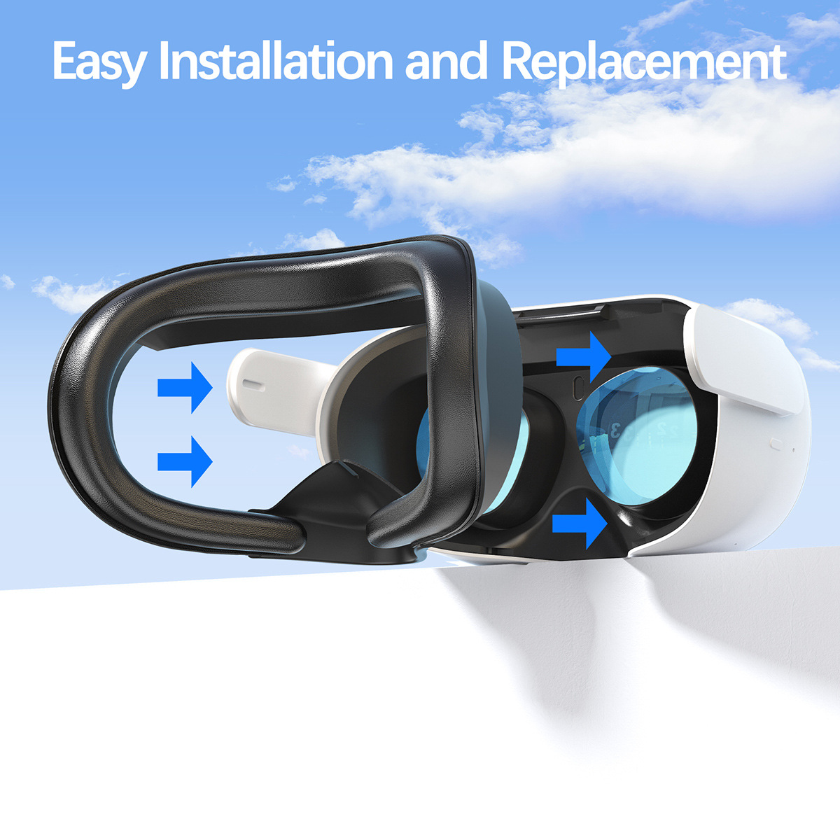 Face Cushion Pad for Quest 2 VR Facial Interface Replacement PU Leather Foam