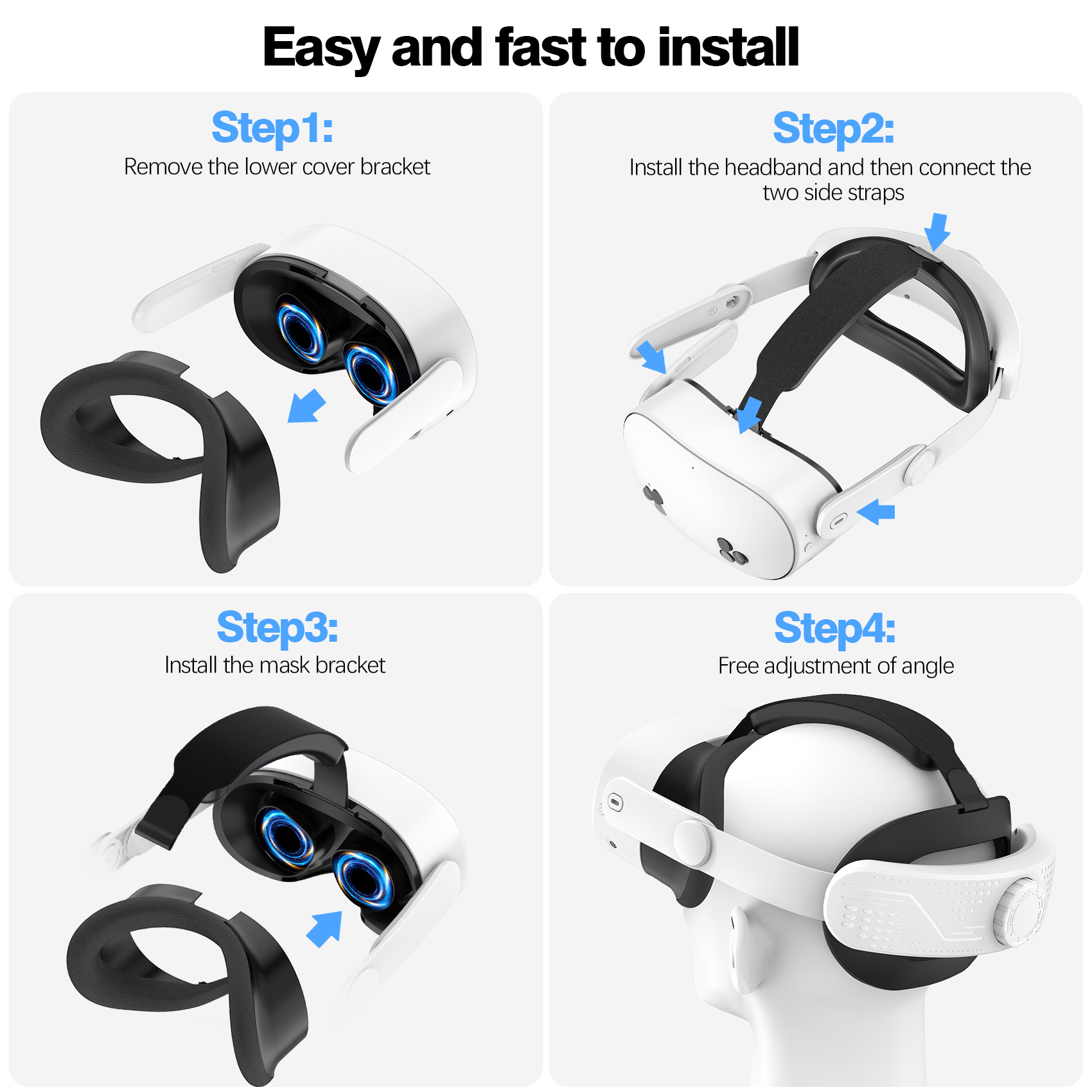 Comfort Head Strap for Quest 3S – Adjustable VR Elite Strap Replacement