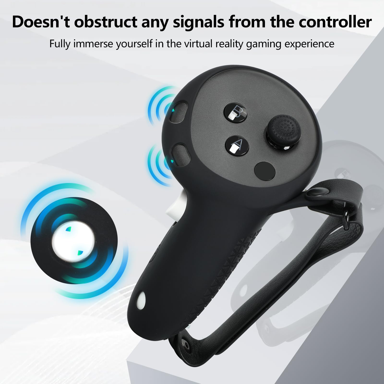 Silicone Controller Grip Cover for Quest 3S/3 with Adjustable Knuckle Straps
