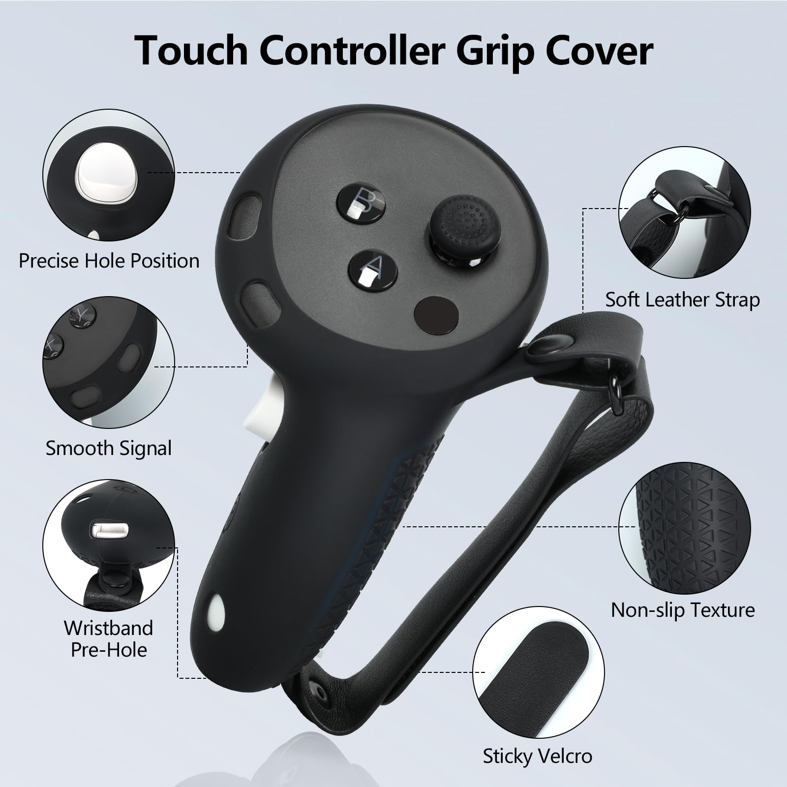 Silicone Controller Grip Cover for Quest 3S/3 with Adjustable Knuckle Straps