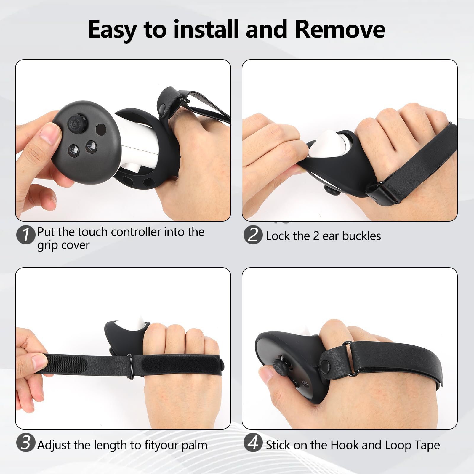 Silicone Controller Grip Cover for Quest 3S/3 with Adjustable Knuckle Straps