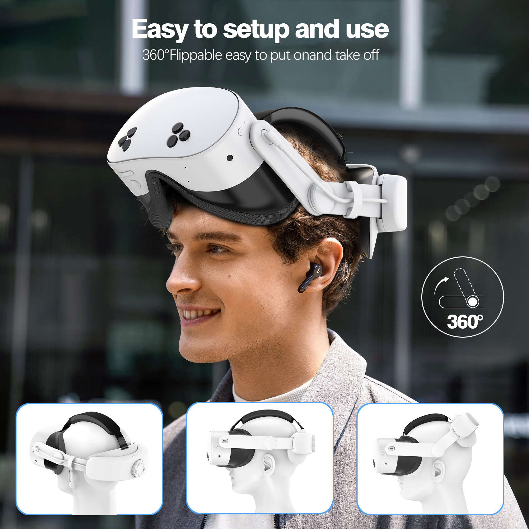 Headband with 10000mAh Battery for Meta Quest 3S, 8-Hour Extended Play