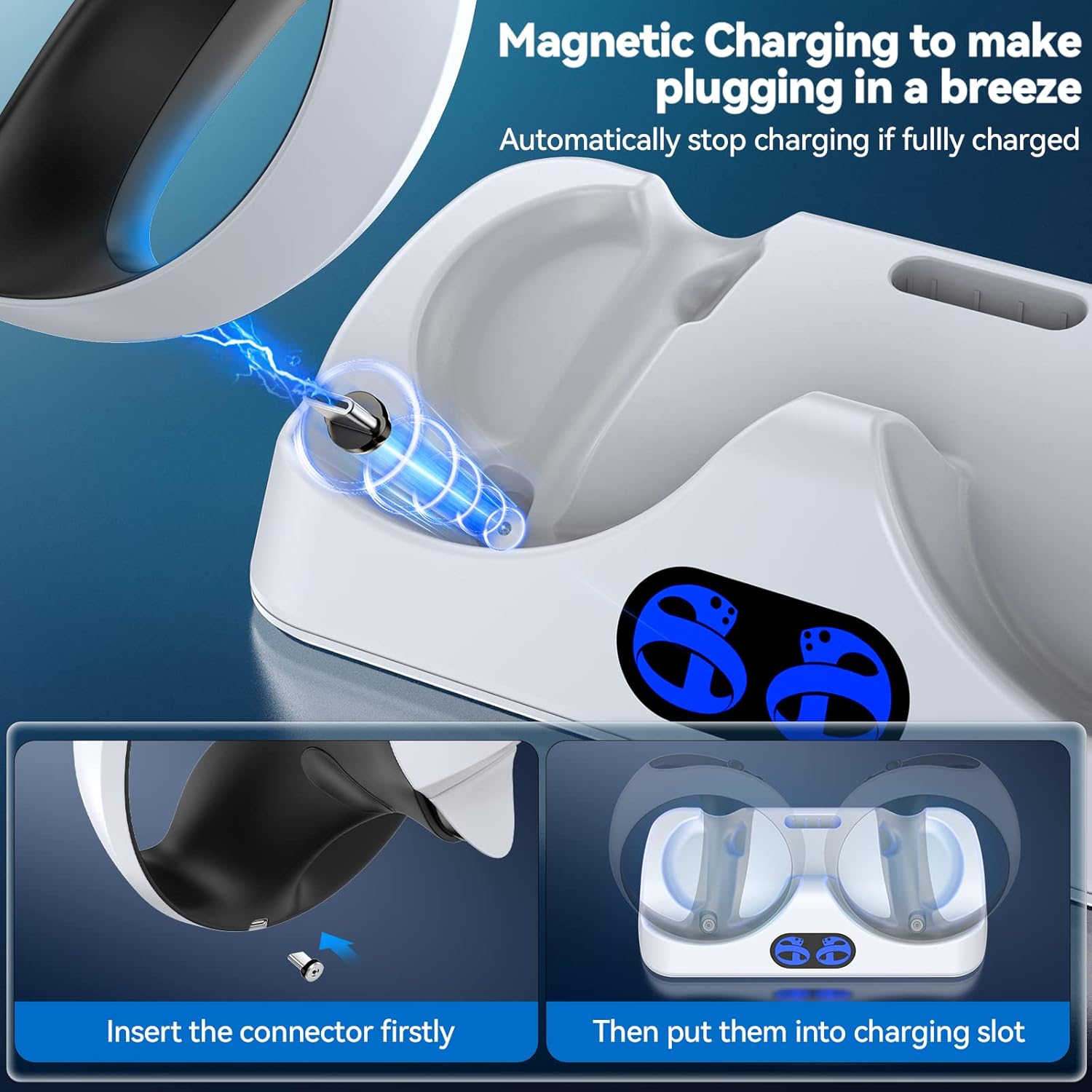 Controller Charging Dock for PSVR2 with LED Indicator & Type-C Cable